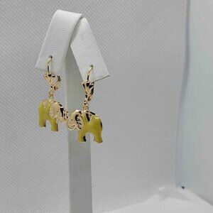 Brand New Brazilian 18k Gold Filled Yellow Elephant Earrings